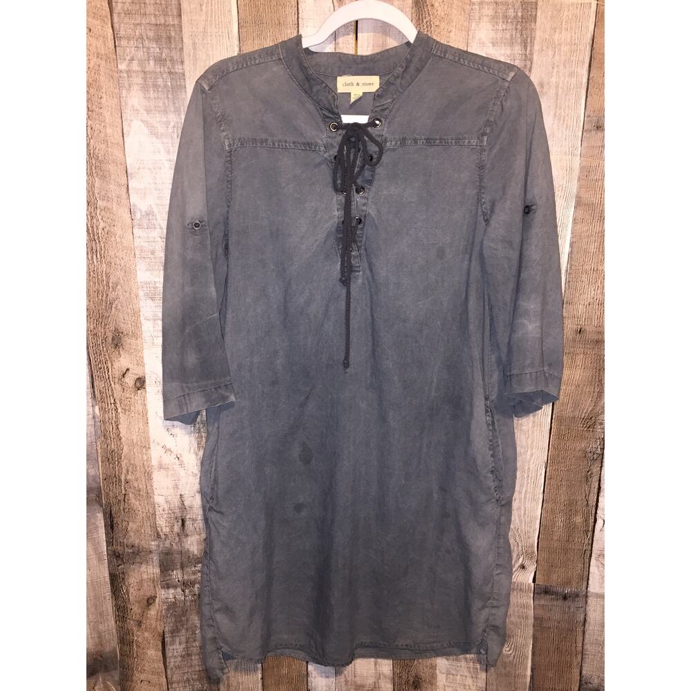Cloth & Stone Dress Women M Gray  V-Neck Pockets flaws